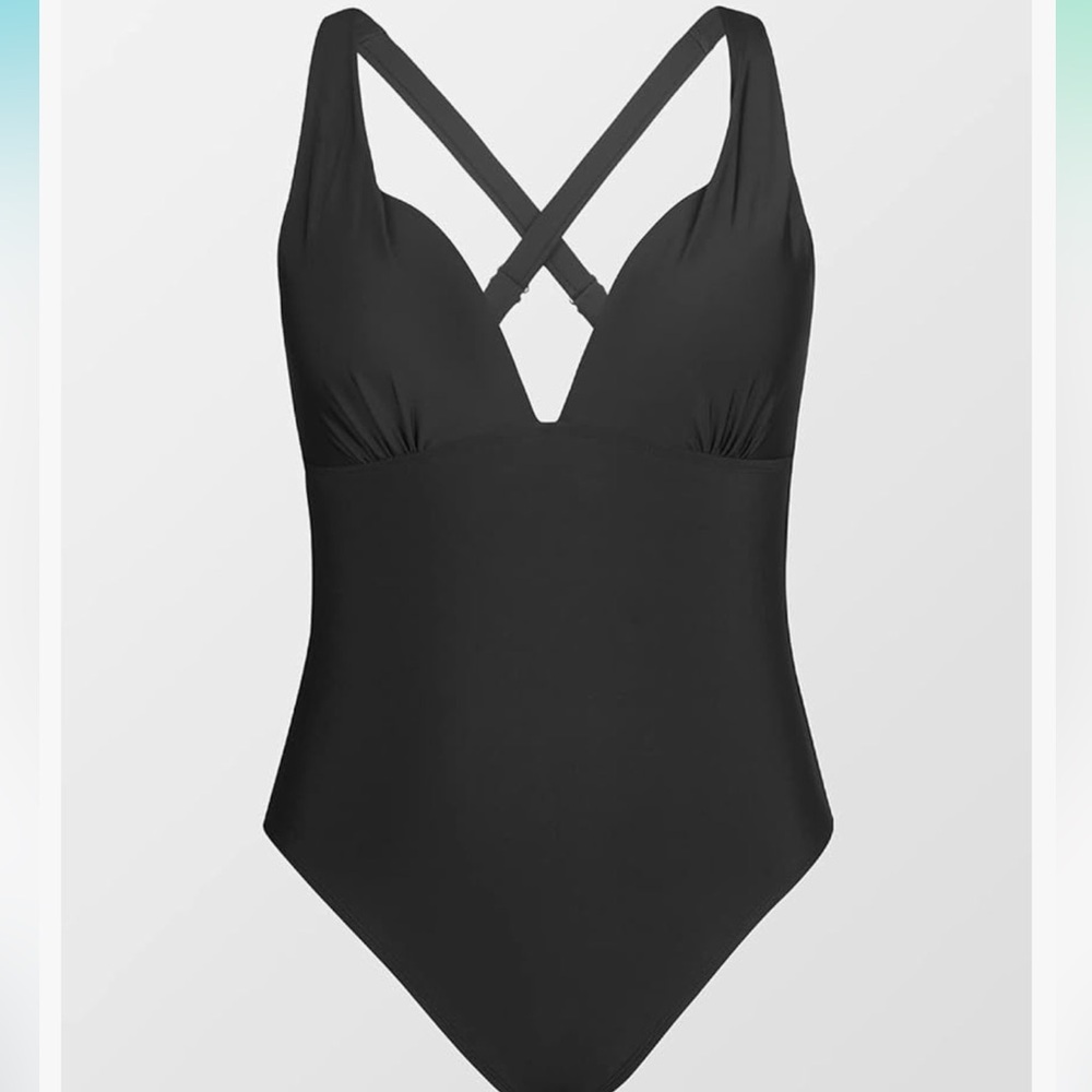 NWT CUPSHE Swimsuit Plus Size One Piece V Neck Crisscross Back Tummy Control